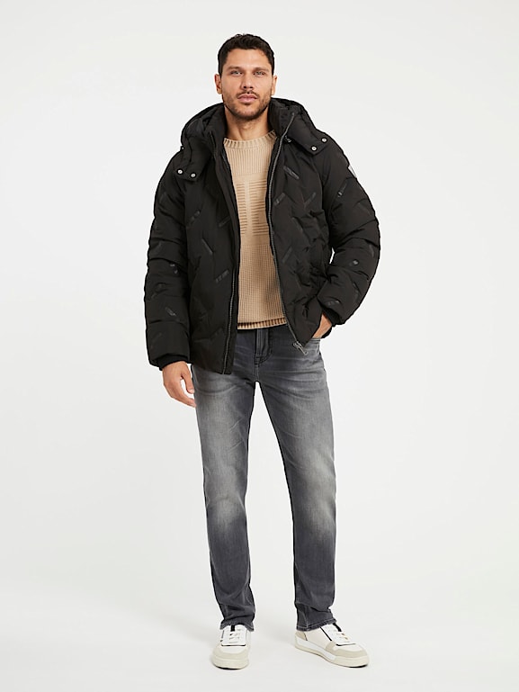 Mens puffer jacket guess on sale