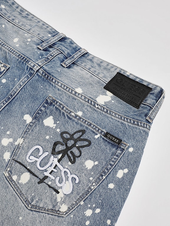 GUESS Graffiti print denim shorts