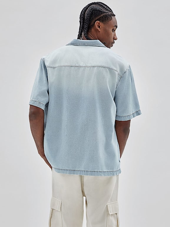 Polo short sleeve denim shirt clearance