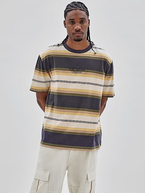 Striped mens guess shirt sales