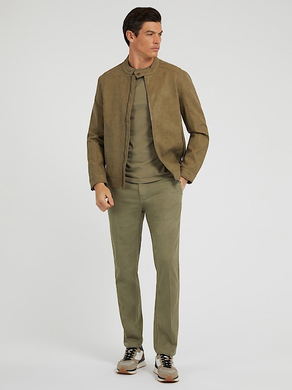 Suede biker jacket green 2025
