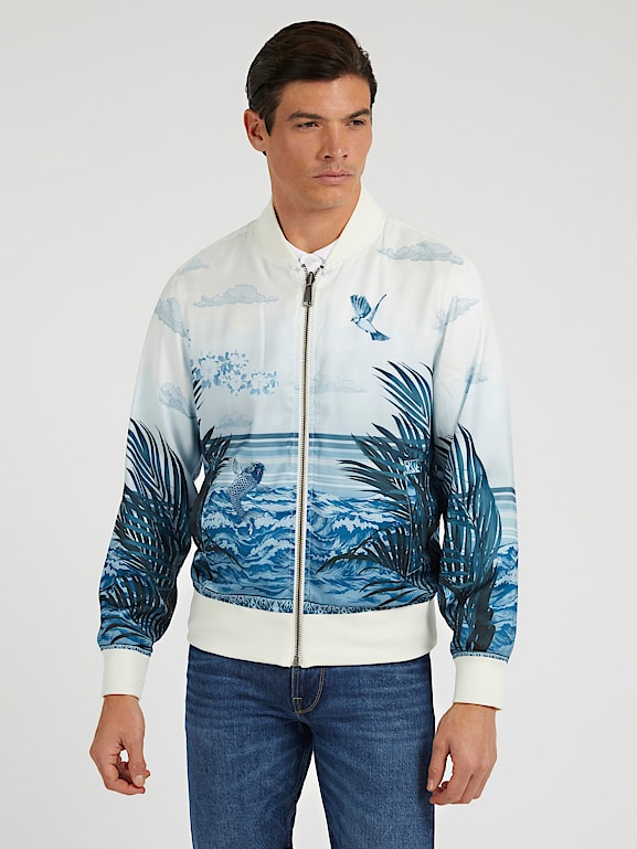 Guess blue best sale bomber jacket
