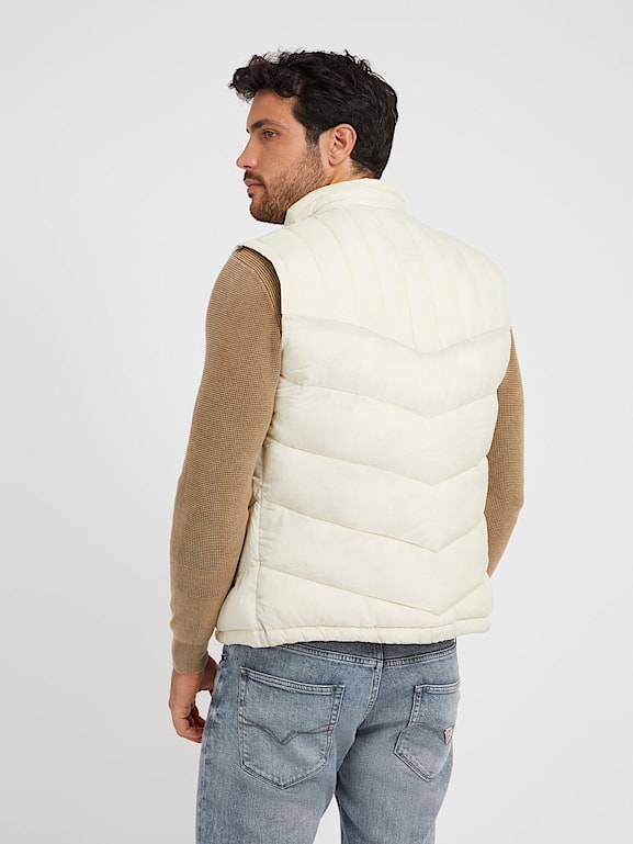 Men white puffer vest sales