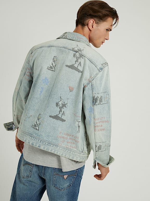 Veste en jean tagué best sale