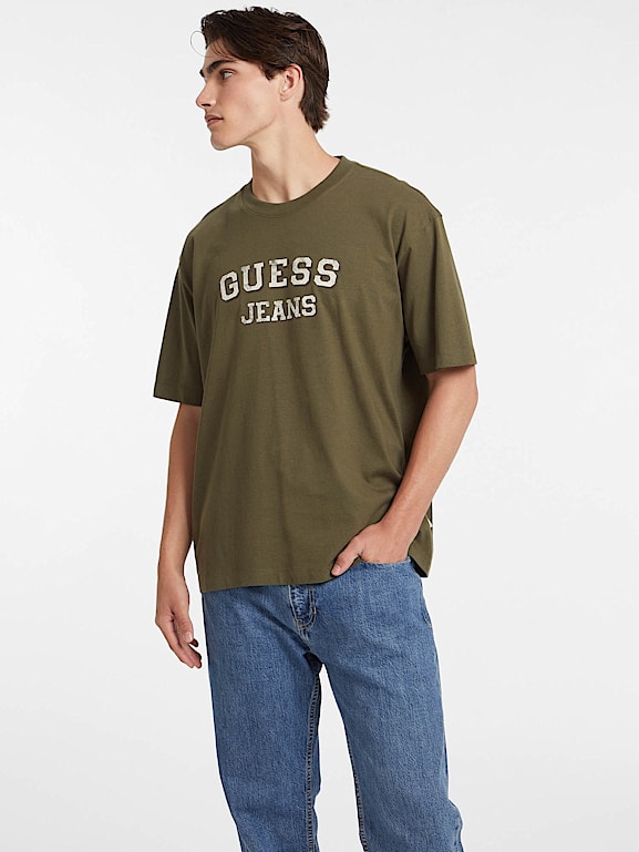 Oversized Vintage Print Tee Men GUESS Jeans