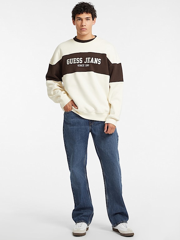 Horizontal Stripe Crewneck Sweatshirt Men GUESS Jeans