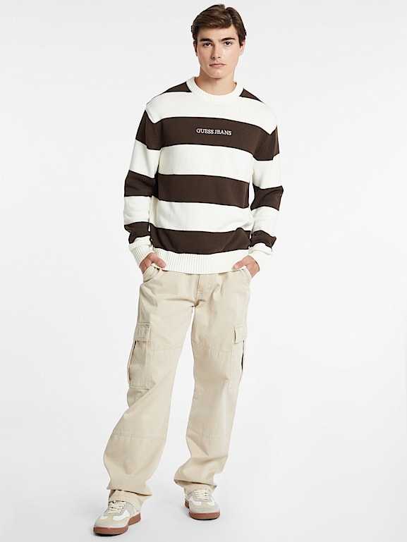 Pull logo brode raye Homme GUESS Jeans