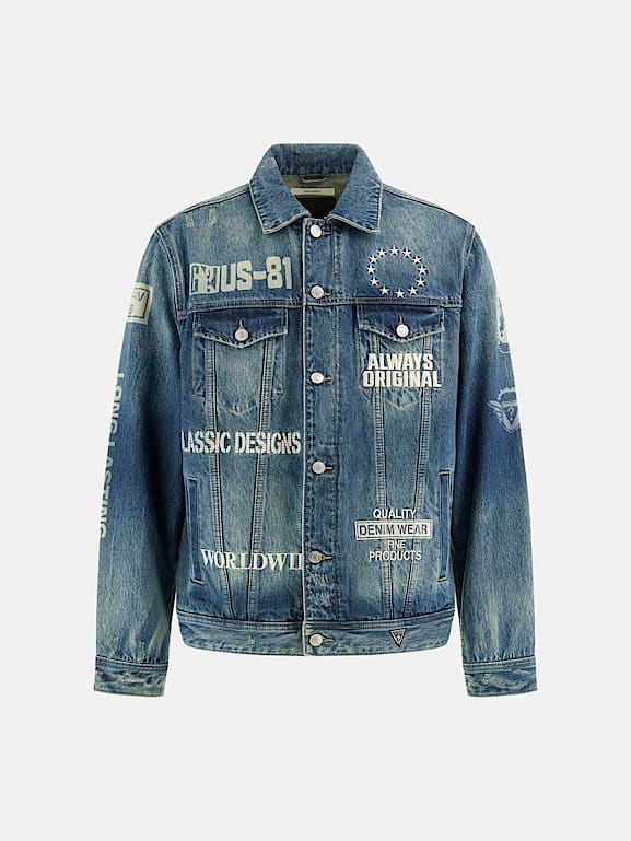 GUESS All over print denim jacket Men
