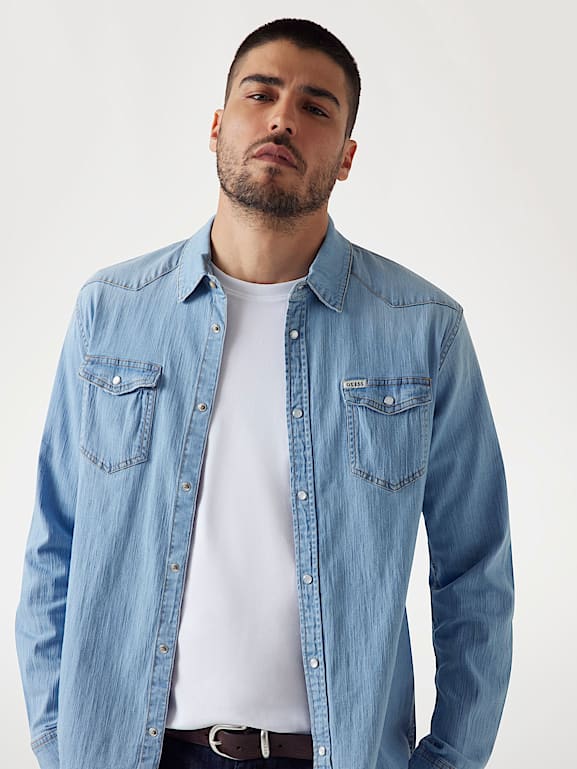 Guess jeans shirt mens on sale