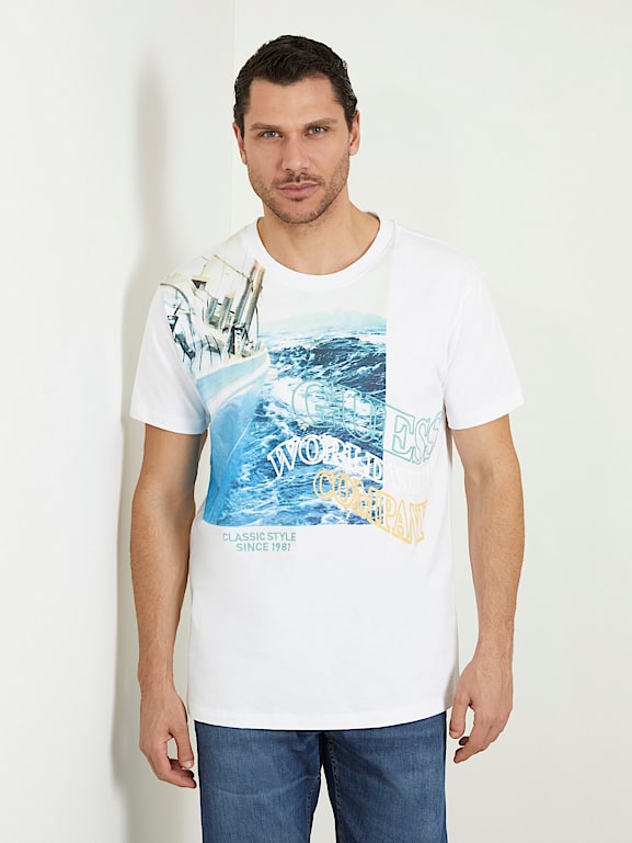 GUESS T Shirt Frontprint Herren