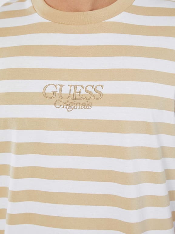Yellow and white striped guess shirt sale