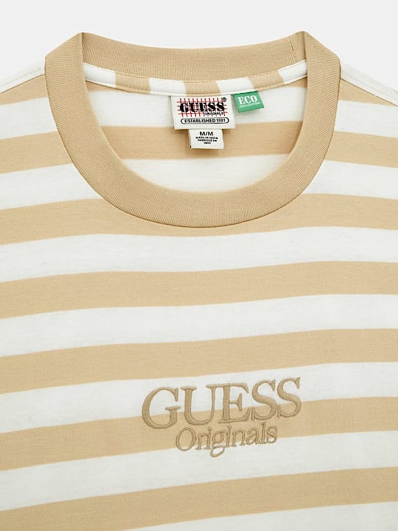 GUESS T shirt a righe con logo Uomo