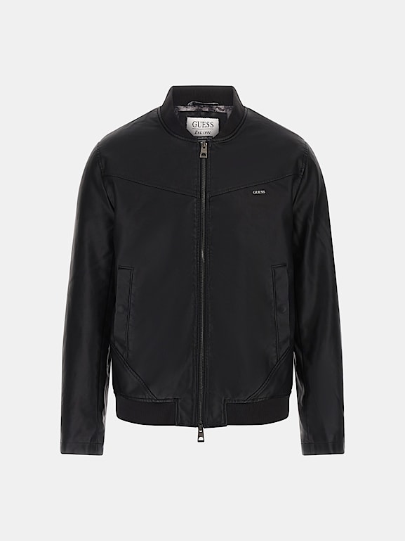 GUESS Faux leather bomber jacket Men