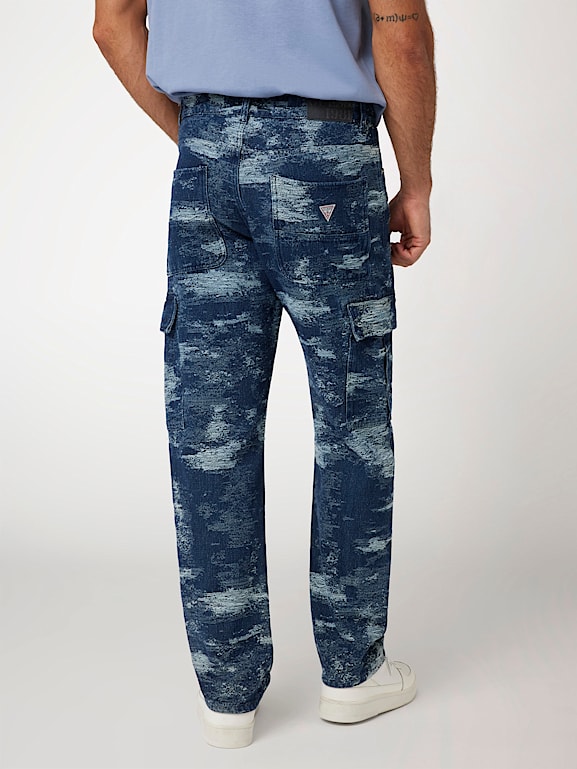GUESS Mid rise cargo denim pant Men