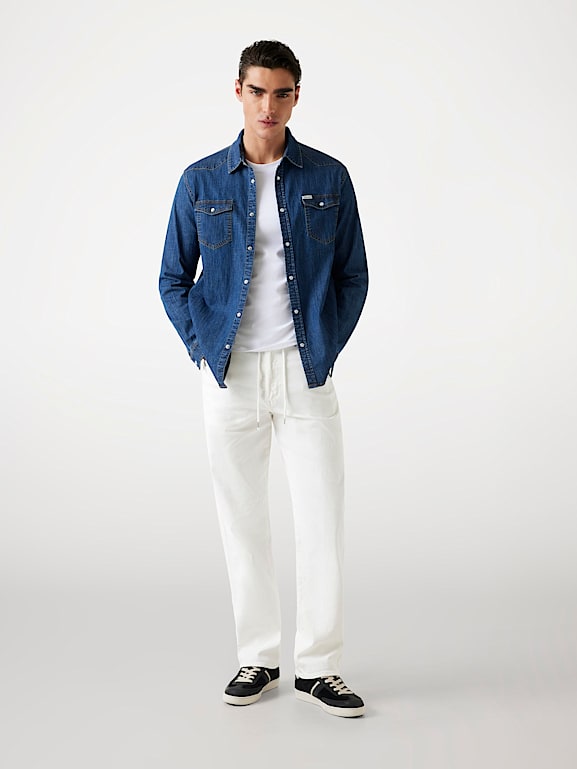 Muscle fit denim jacket online