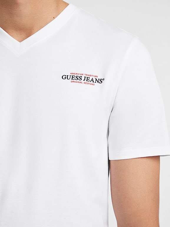 Slim American Tradition V yaka T shirt Erkek GUESS Jeans