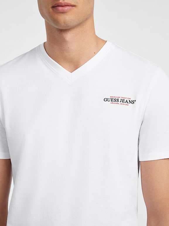 Slim American Tradition V yaka T shirt Erkek GUESS Jeans