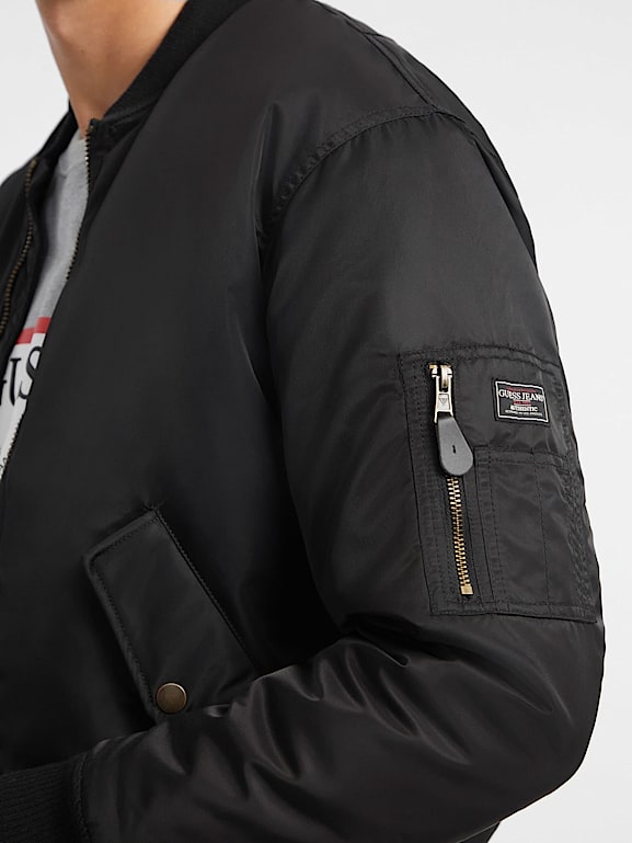 Black guess bomber jacket clearance