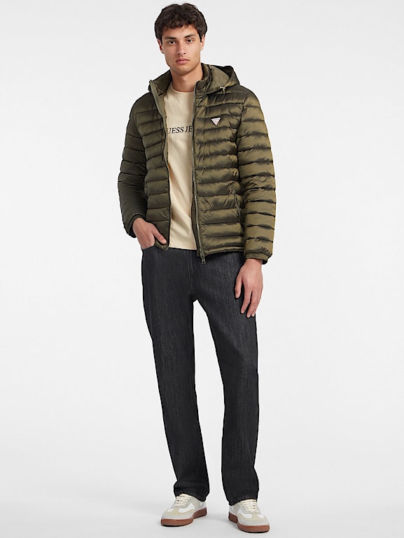 Nylon Hooded Puffer Jacket Men GUESS Jeans