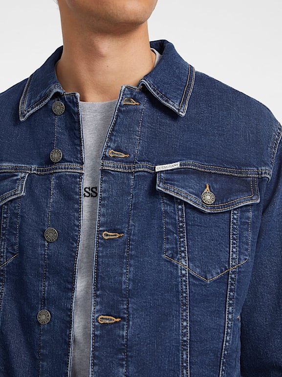 Mens fitted denim jacket discount