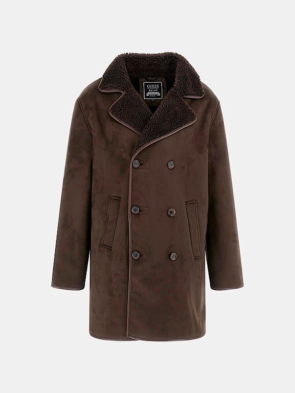 Guess faux shearling overcoat on sale