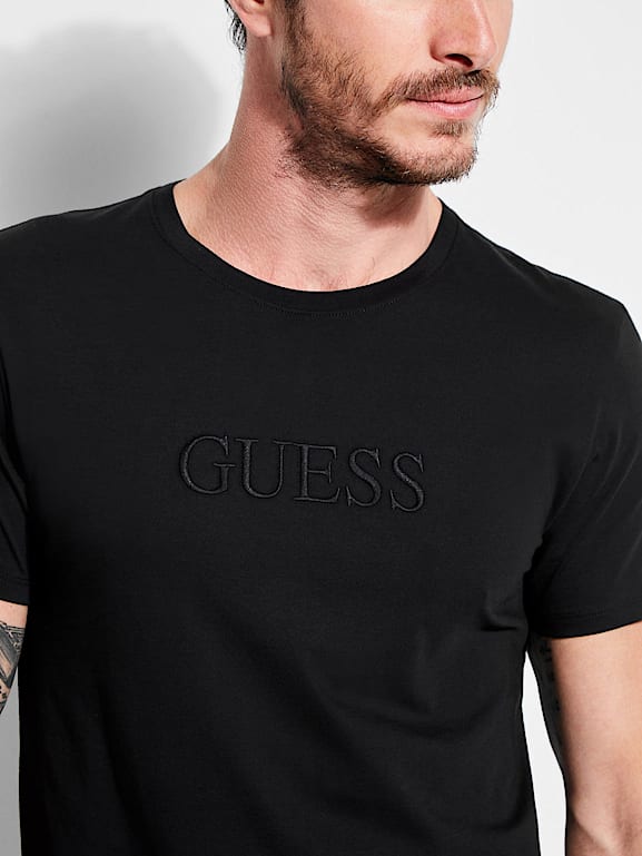 Guess black logo t shirt sales