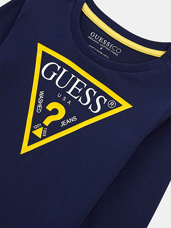 GUESS TRIANGLE LOGO SLEEVES T SHIRT