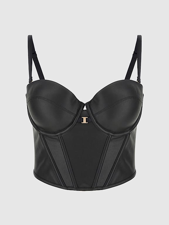 GUESS Tania faux leather padded bustier Women