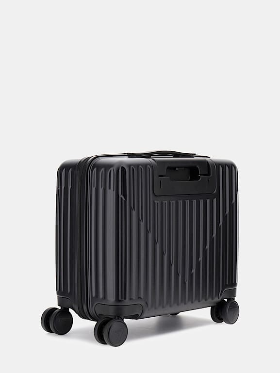 Trolley GUESS Olbia L - Valise Rigide Gunmetal Gris Foncé, 100% Polycarbonate, Capacité 60L+ (neuf)