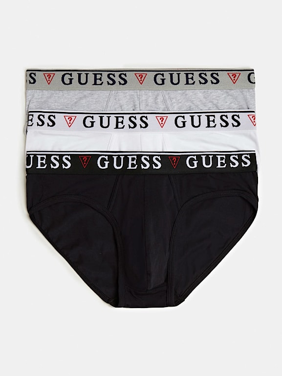 Guess 3-pack logo briefs in black/white/gray