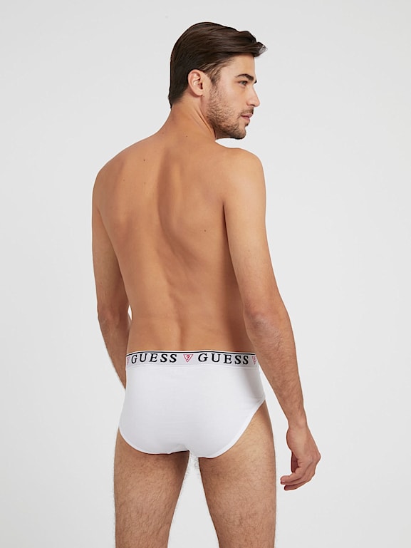 Guess 3-pack logo briefs in black/white/gray