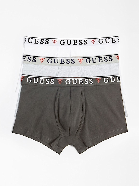 GUESS Men's 2 Pack Logo Waistband Boxer Trunk, Grey, XL at  Men's  Clothing store