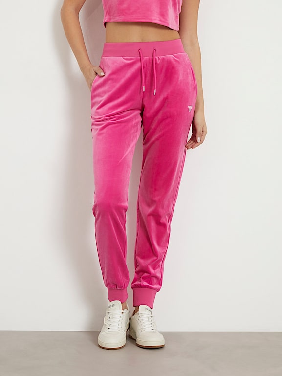 Womens Hot Pink Velour Pants, Sweatpants