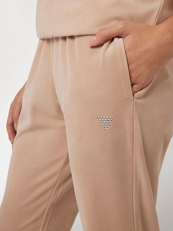 Pink velvet joggers online