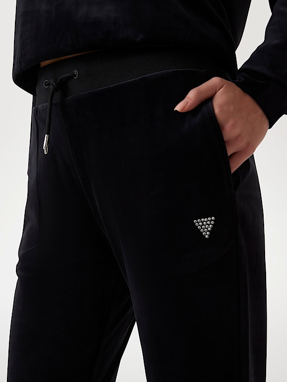 Womens black velvet joggers outlet