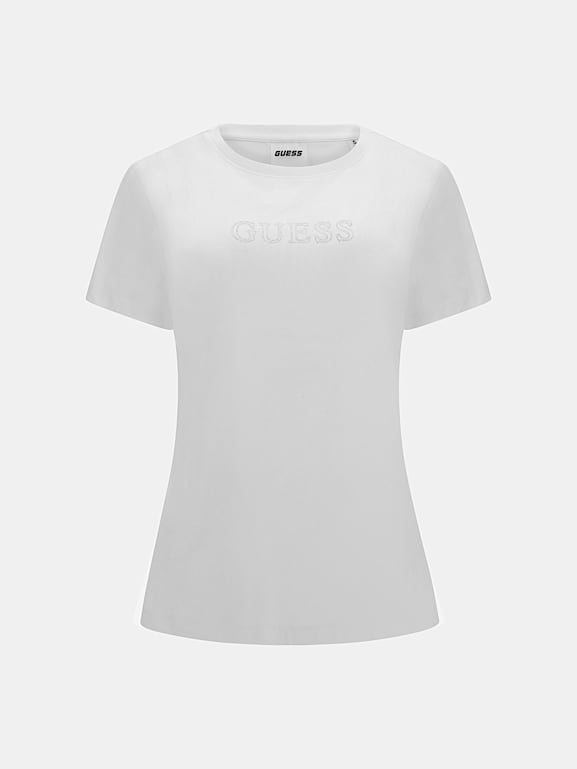 GUESS T Shirt mit Strasslogo vorn Damen