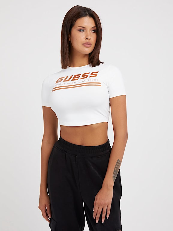 Guess logo crop top online