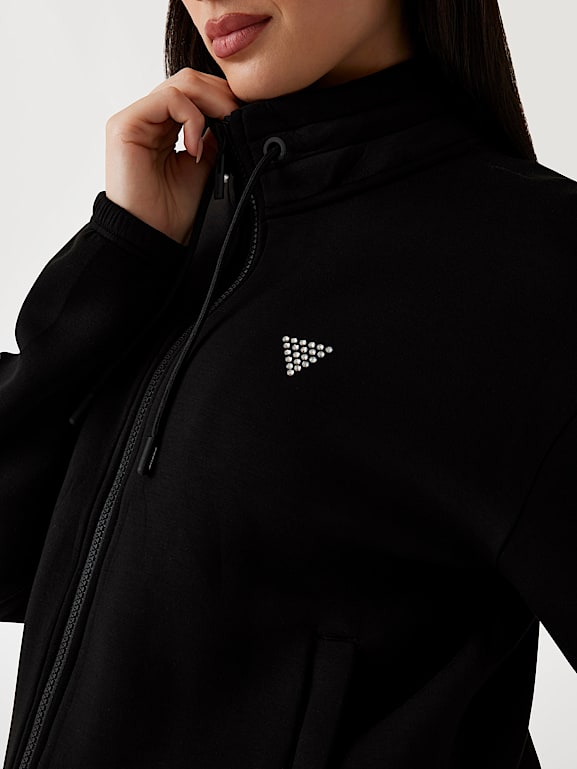 GUESS® Rhinestone zip up sweatshirt Women