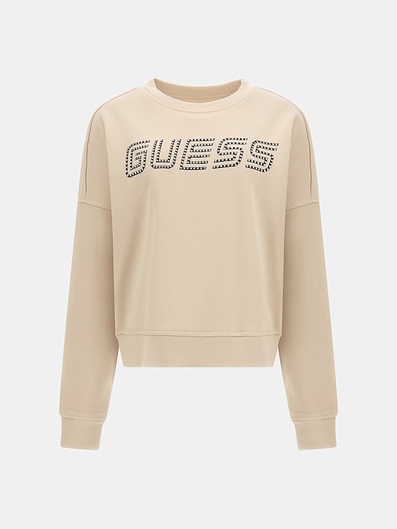 GUESS® Rhinestones front logo sweatshirt Women