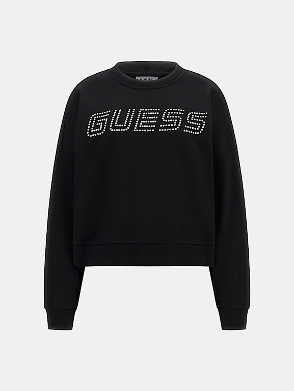 GUESS® Sweatshirt Frontlogo Strass Damen