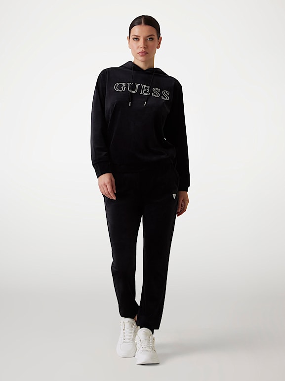 GUESS® Rhinestones front logo sweatshirt Women