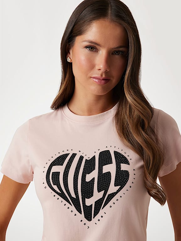 Tシャツ・カットソー RHINESTONE LOGO T-SHIRT Rhinestone Chain Mesh Logo Tee (7-14) | GUESS Factory