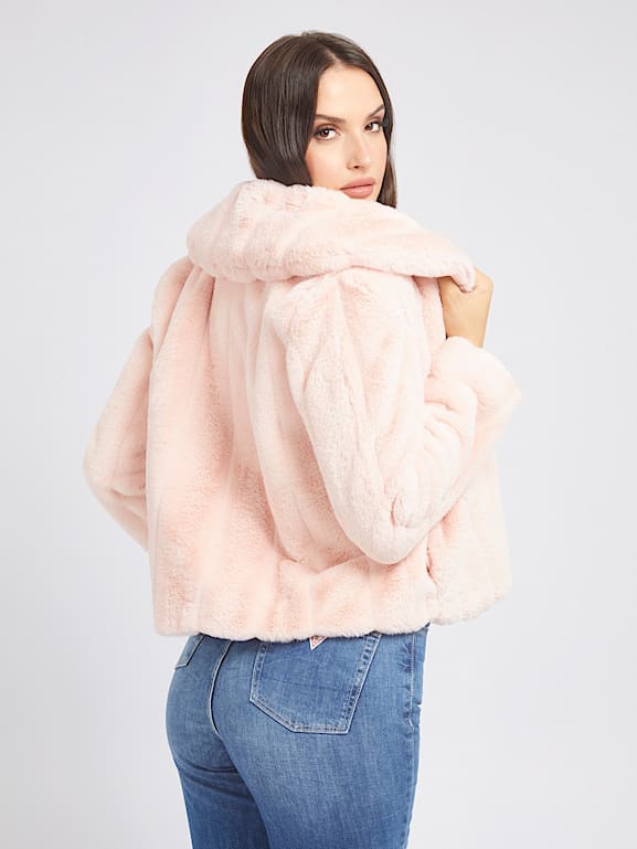 Guess pink 2024 fur jacket