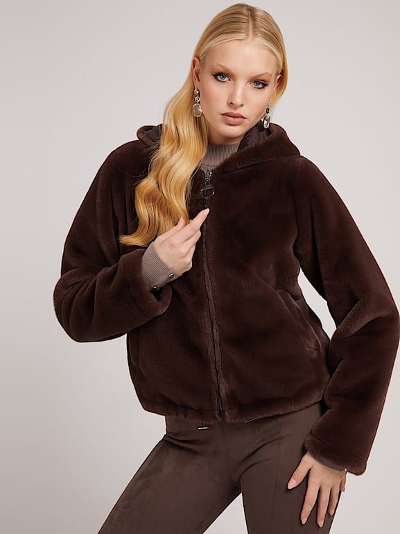 Faux fur bomber jacket womens hot sale