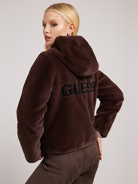 Guess dessie faux fur jacket hotsell