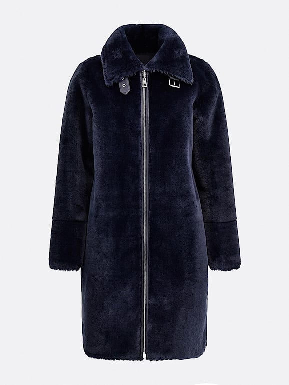 Guess blue fur coat best sale