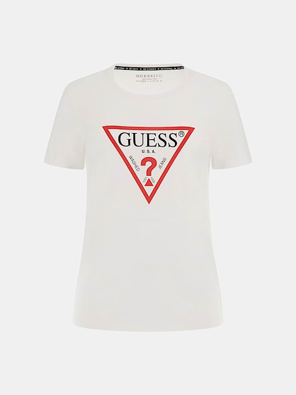 GUESS Ucgen logolu t shirt Kad n