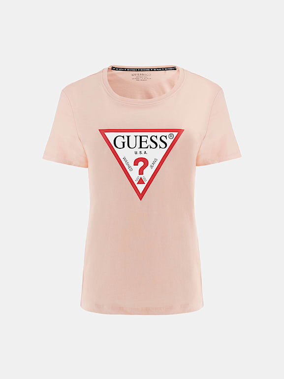 Guess Camiseta Para Mujer Diseño De Triángulo Color Rosa Y Guess