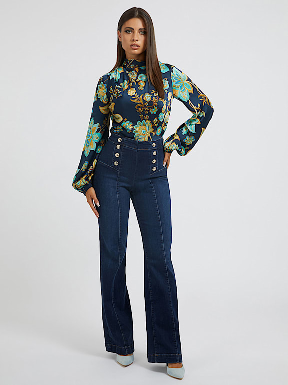 Jeans con bottoni a vista outlet