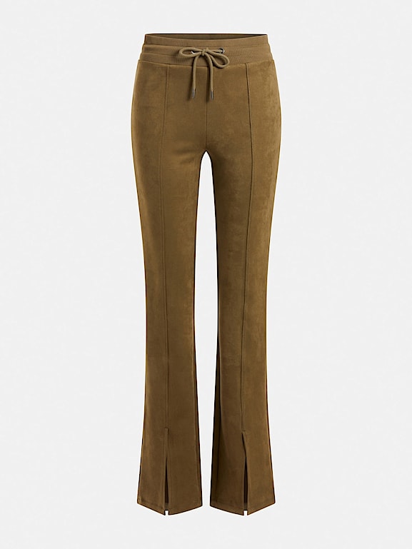 Faux Suede Flare Pants, Bottom